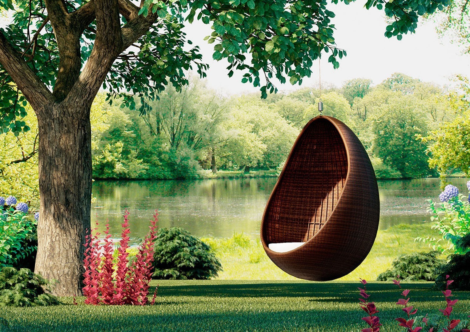 nowoczesny ogród: fotel wiszący KOKON
